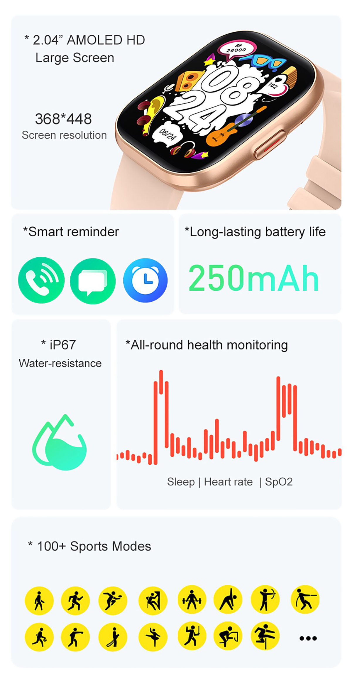 New SmartWatch Men Female Bracelet SpO2 Heart Rate Sleep Tracker Fitness Fashion Bluetooth Call Gift Waterproof