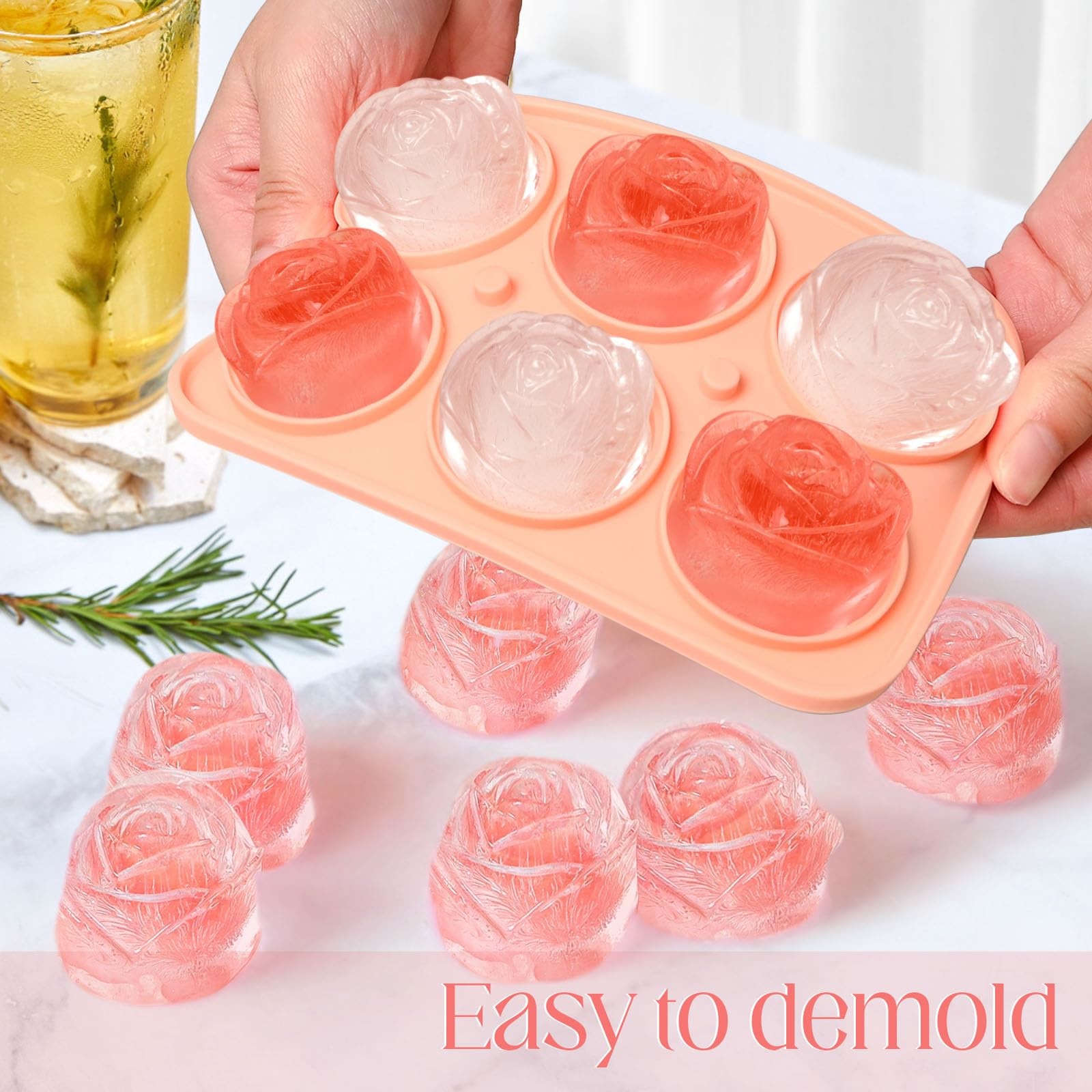 Silicone Rose Ice Cube Molds For Cocktails Whiskey XL Rose Flower Ice Cube Chocolate Soap Tray Mold Silicone Party Maker