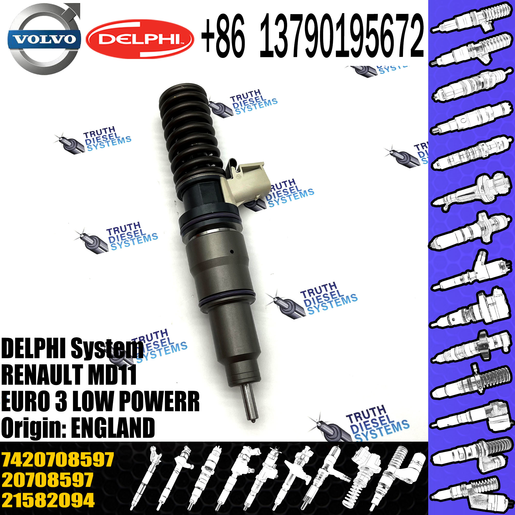 Diesel Fuel Injector 21644596 5001867216 7420708597 20708597 BEBE4D04001 For MD11 EURO 3 LOW POWER