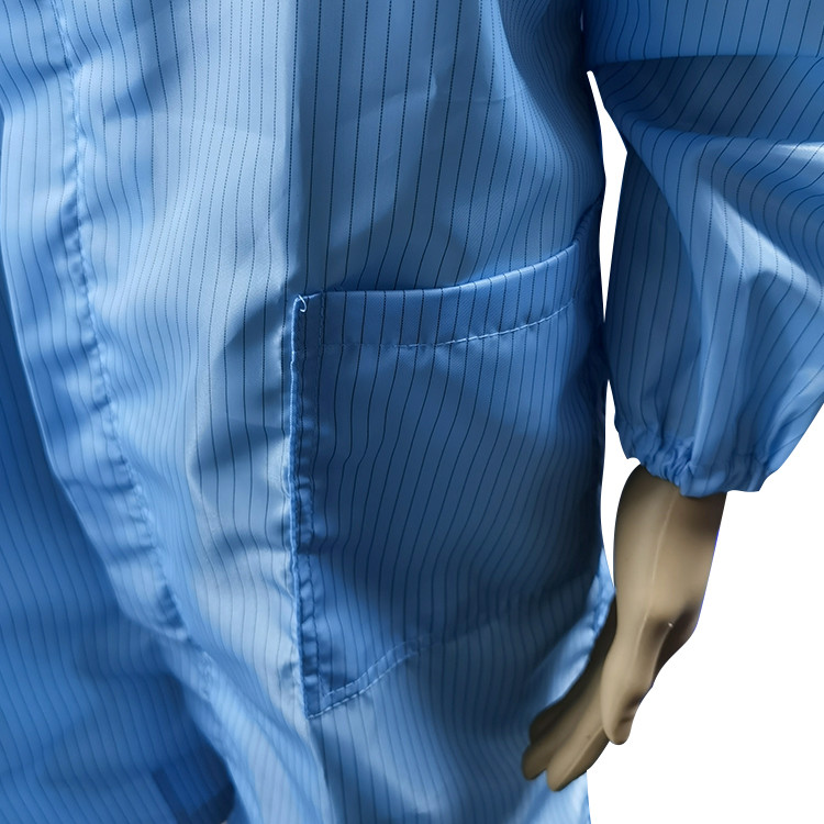 5mm Stripe Polyester Carbon Fiber ESD Smocks Coats For Lab