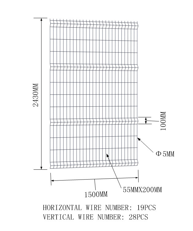 PVC Coated Garden Wire Mesh Fence for Sale 1500mm width x 2430mm height