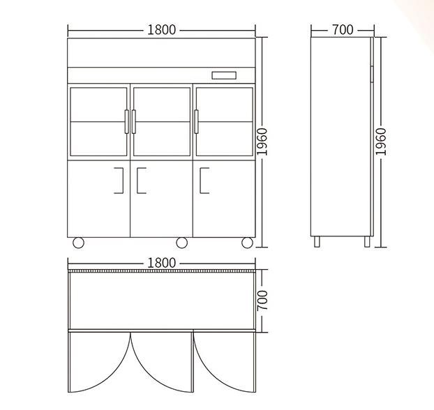 Commercial Fridge Freezer Refrigerator Stainless Steel Vertical Chiller with 4 Doors