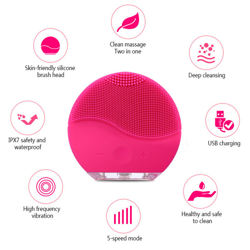 Facial Cleansing Brush Wireless Charging Electric Sonic Face Massager IPX7 waterproof