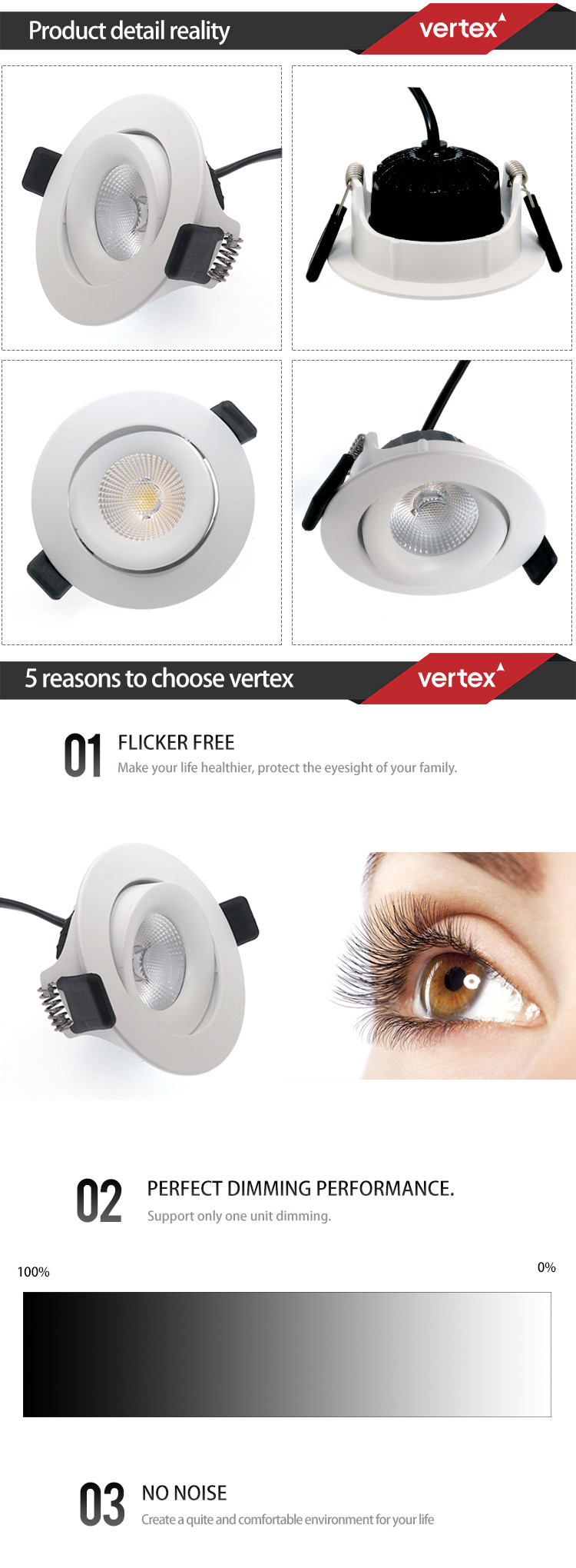 800lm 10W COB LED Downlight
