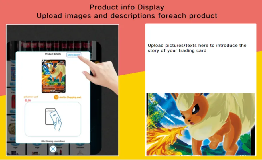 Customized PTCG Vending Machine with Card Reader Bill Validator for Selling Pokemon Toys Trading Cards