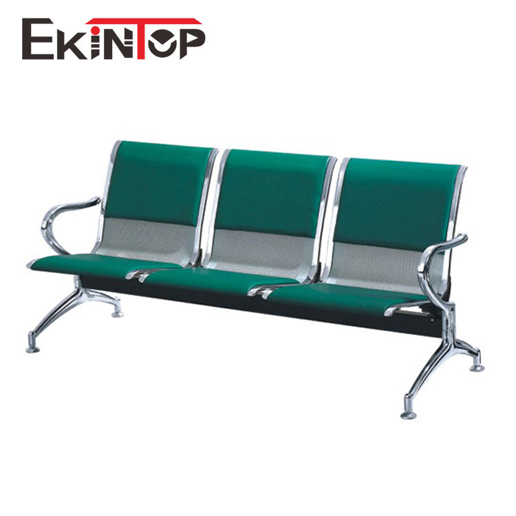 Green Airport Waiting Area Chairs , Steel 3 Seater Chair With Synthetic Leather
