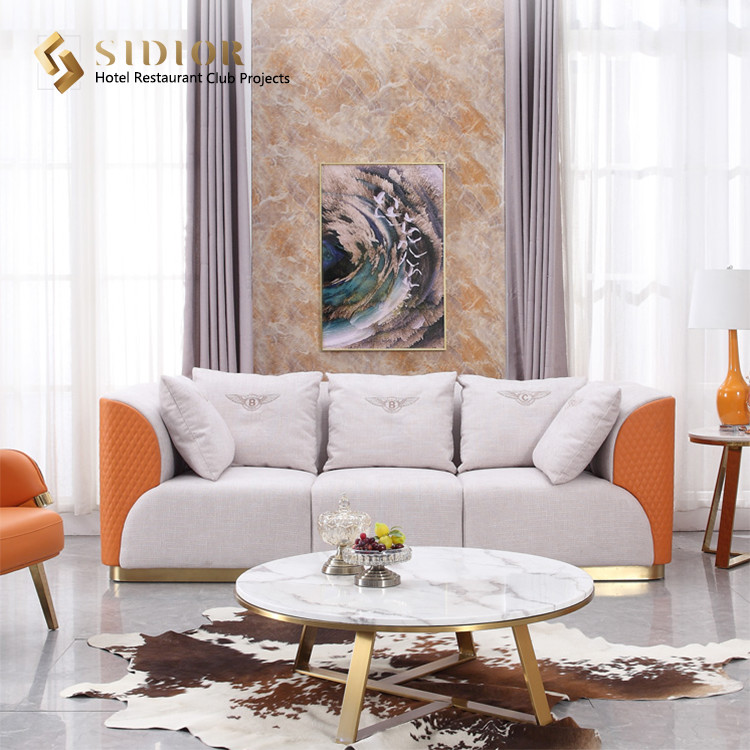 Hotel Sofa, Lobby sofa, Leisure sofa, Villa Sofa, PU Leather Upholstery, High Density Foam, Stainless Steel Base