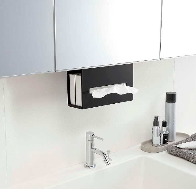 Living Room Bathroom Tissue Cover Under Cabinet Mount Paper Box Holder Remote Storage Rack