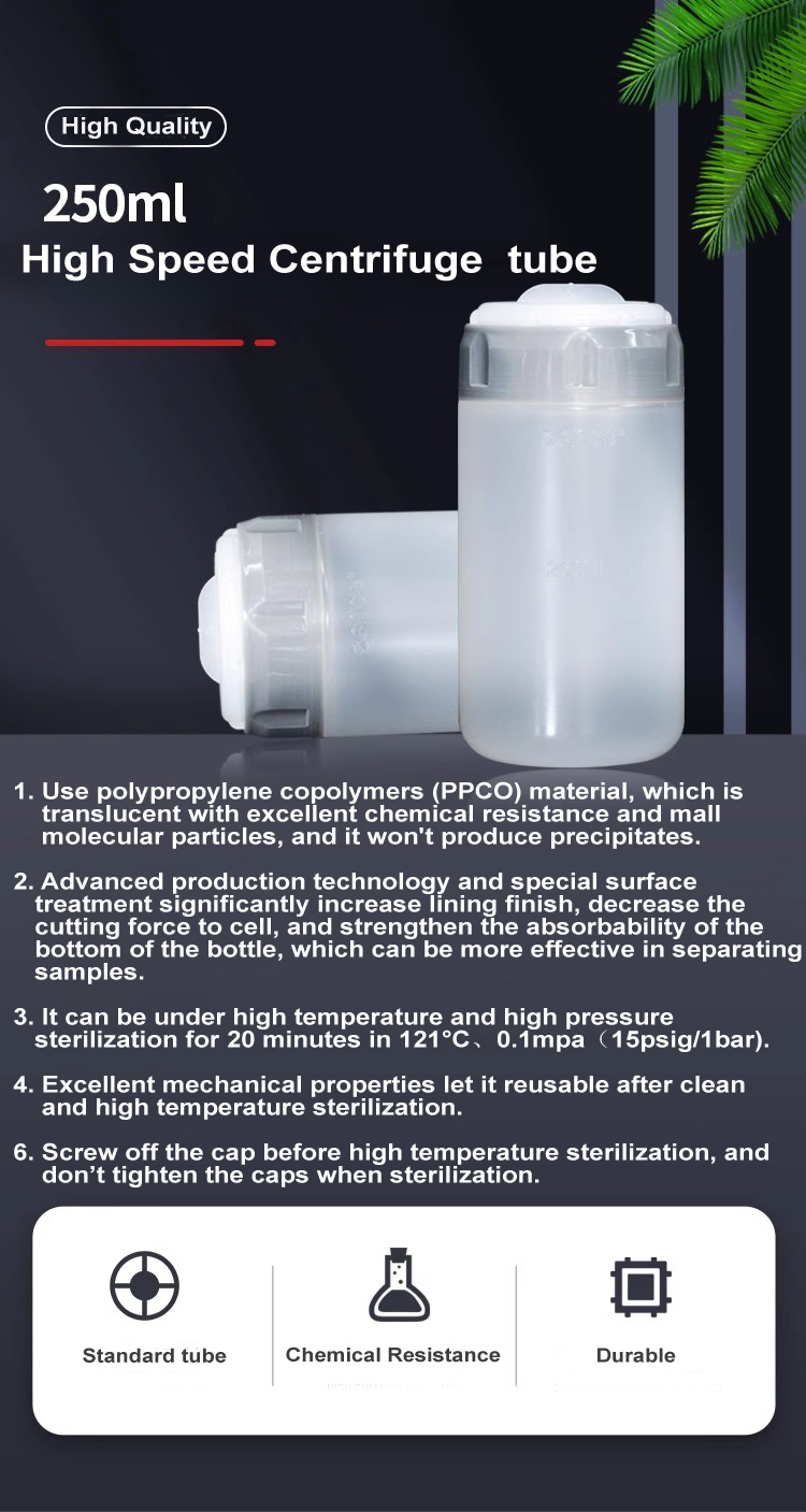 Order No. 0305536070 Autoclavable 250ml High Speed Centrifuge Tube for Thermo Fisher Centrifuge