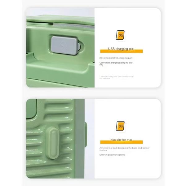 Lightweight Unisex 20-Inch Aluminum ABS Trolley Case with Multi-Function Password Lock USB Charging Interface and Cup Holder