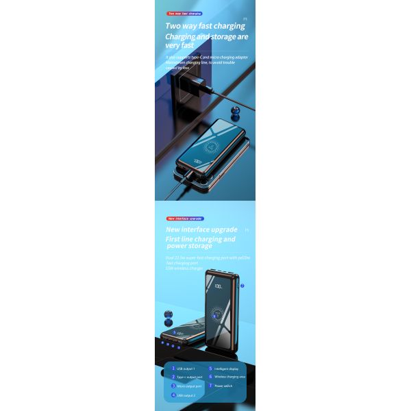 Portable Power Bank Trending Products 15W Wireless Charging 10000 Mah High Capacity