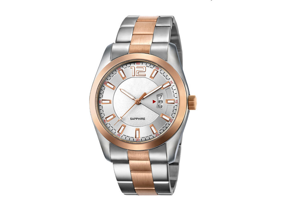 Water Resistant Men's Quartz Wrist Watch Stainless Steel Solid Bracelet Sapphire Glass