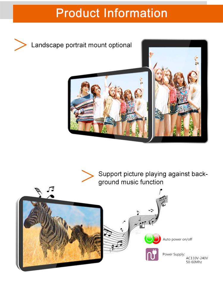 Black Loop Tft Wall Mounted Advertising Display 43'' x2 3g 4g Wifi MP4 Player