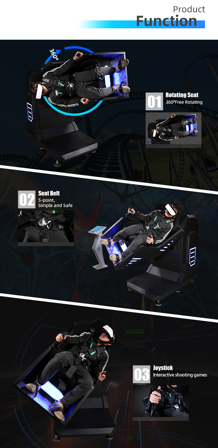 Roller Coaster Virtual Reality Amusement Park Rides 9D 220V Shooting Game Simulator