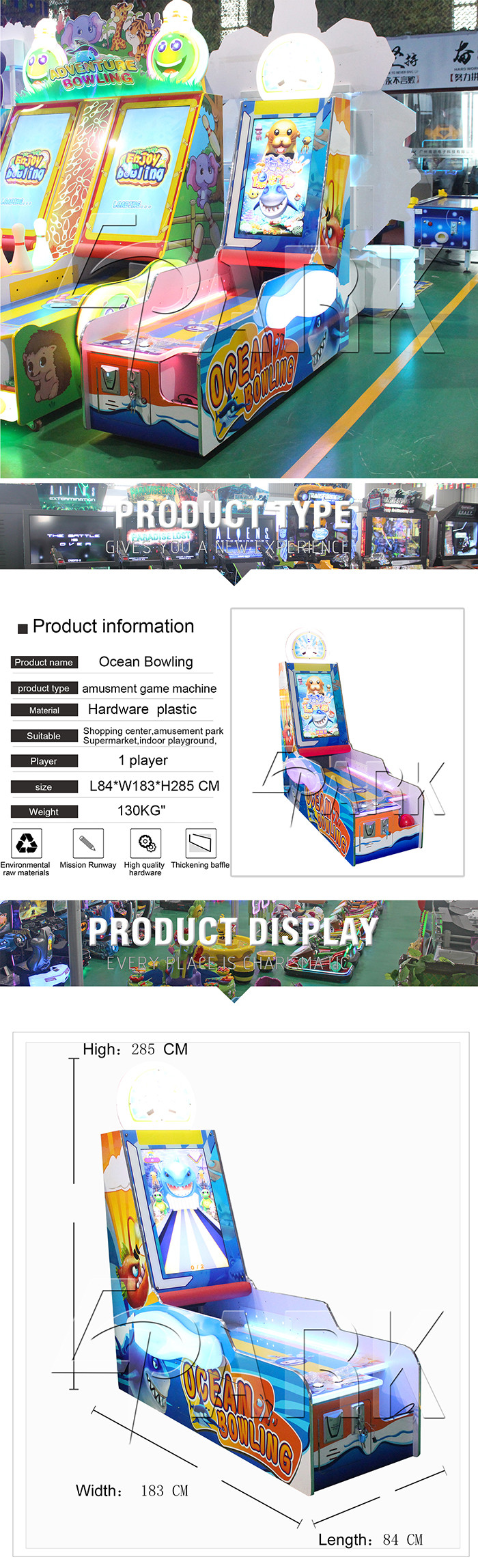 42 Inch Screen rolling ball Bowling Arcade Machine / Single Player kids Ball Throwing Machine