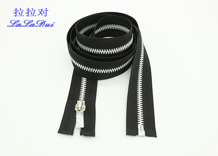 Silver / Gold Teeth Open End 22 Inch Metal Separating Zipper For Dress / Causal Wear