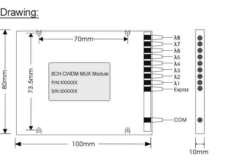 Optical 8 Channel Cwdm Mux Demux Module 0.9mm 20nm Channel Spacing