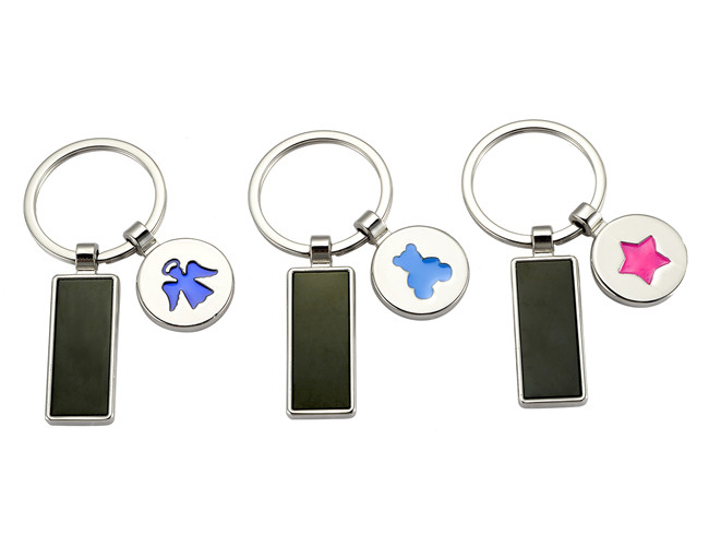 Promotion Custom Logo Metal Keychain Holder Cute Pendant Rectangle Body