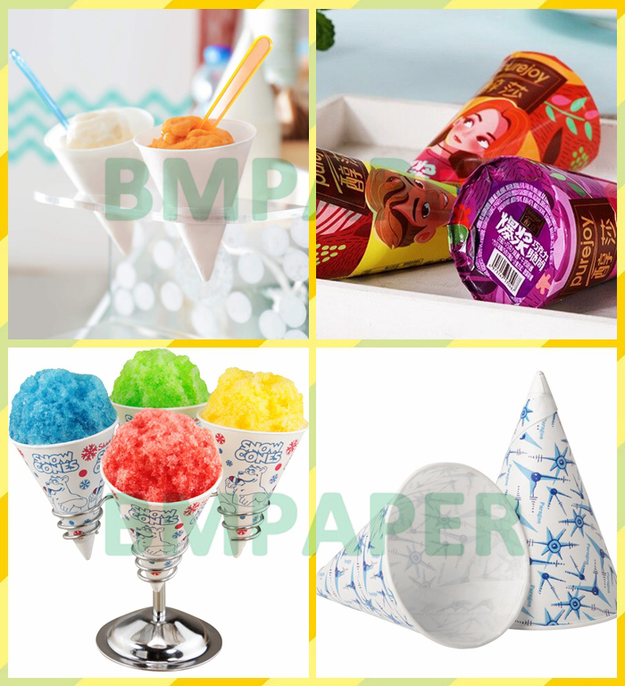 140 micron 120gsm Food Grade White Kraft Paper For Cone Cup 70mm 85mm