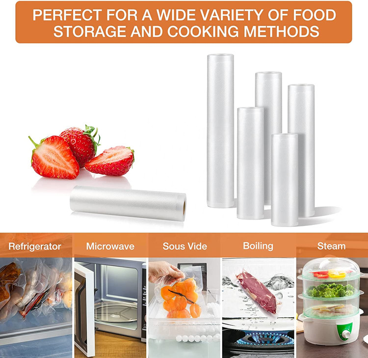 11" X 50' Food Saver Vacuum Sealer Bags Rolls Embossed Roll Bags 2counts For Household