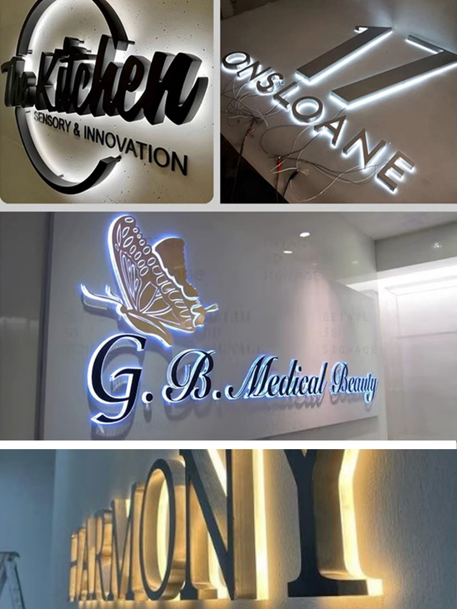Customized Vintage Metal Backlit Signage Letters LED 3D Illuminated Signs for Advertisin