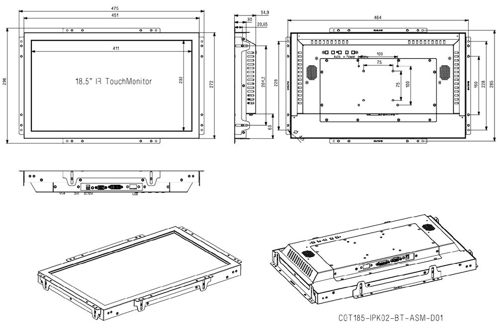 8ms 18.5inch Infrared Frame Touch Screen 10 Points Multi Touch