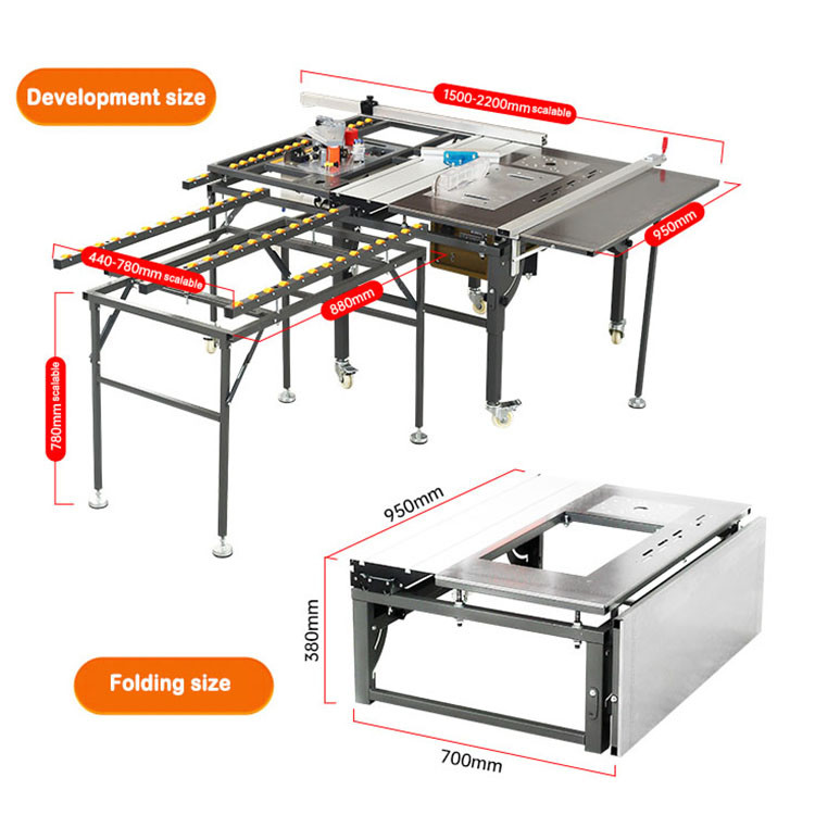 Multifunction Sliding Table Panel Saw With Wood Router For DIY Woodworking