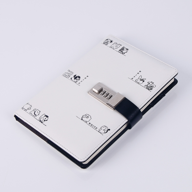 Hardcover A5 Pu Leather Diary with Coded Lock Promotion Journal Pen Notebook Set