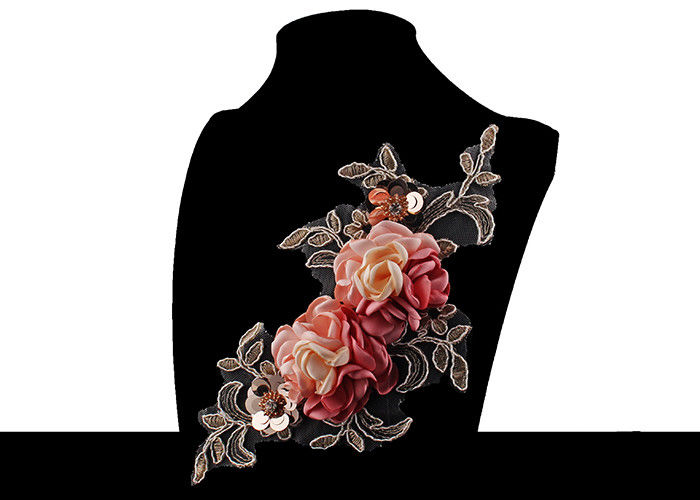 3D Floral Embroidered Applique Patches For Sequin Bead Rhinestone Lace
