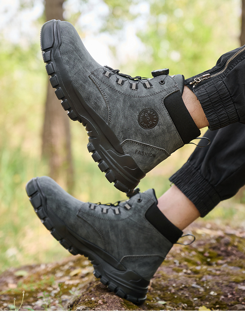 Wheat Security Work Boots Microfiber Leather Safety Boots With Stab-smash Steel Toe Kevlar Midsole And EVA Sole