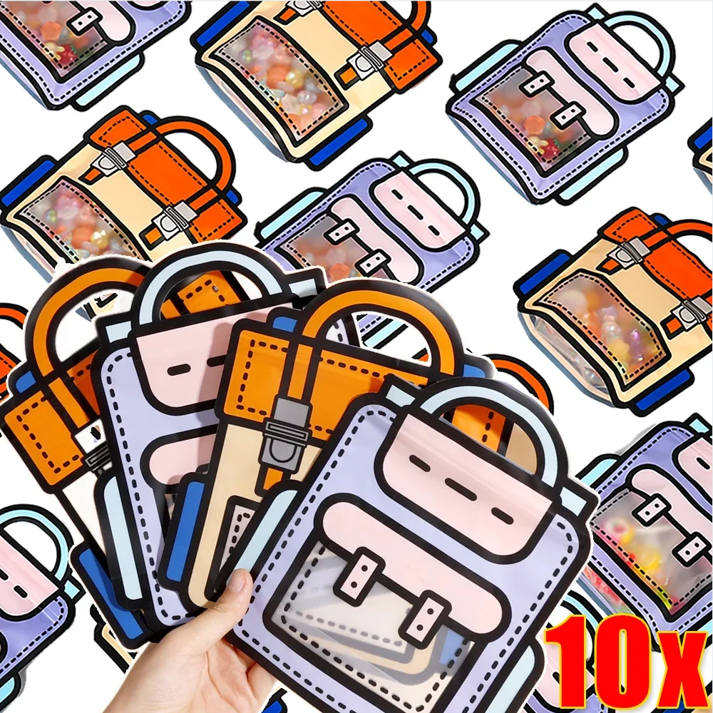 Customizable and Fun Transparent Cartoon Reusable Backpack Shaped Zipper Plastic Gift Bag