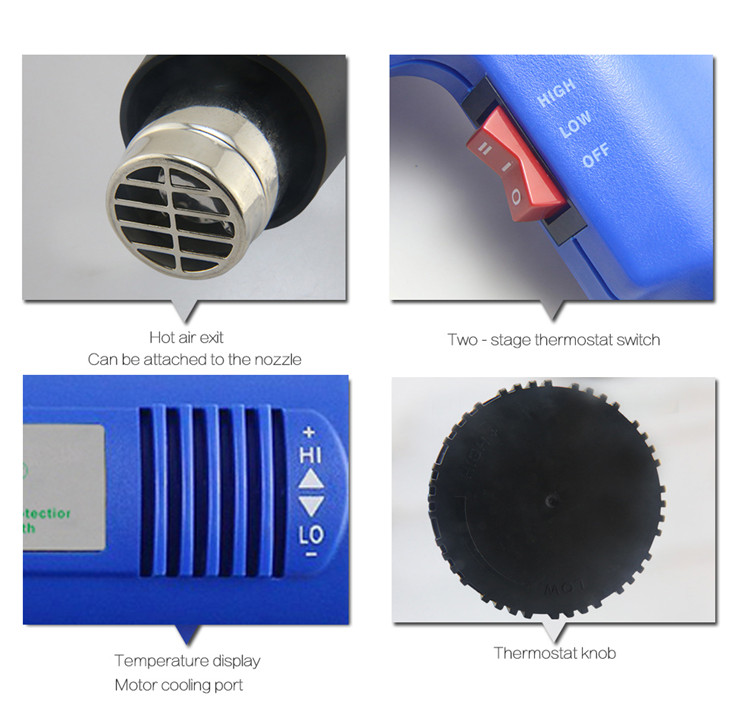 Green-1918 high speed 1800w adjustable hot air heat gun