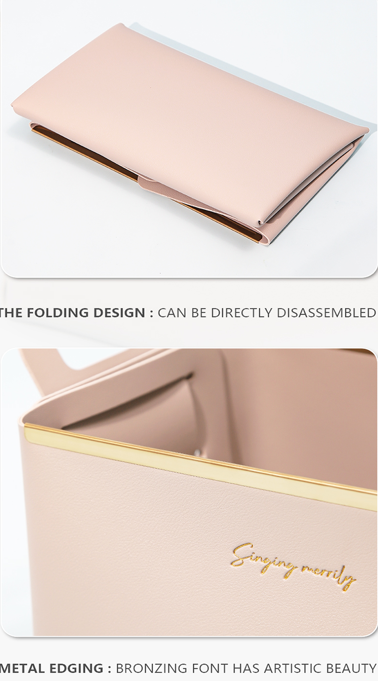 Eco-Friendly Foldable Logo Customized Travel Jewelry Makeup PU Leather Storage Box