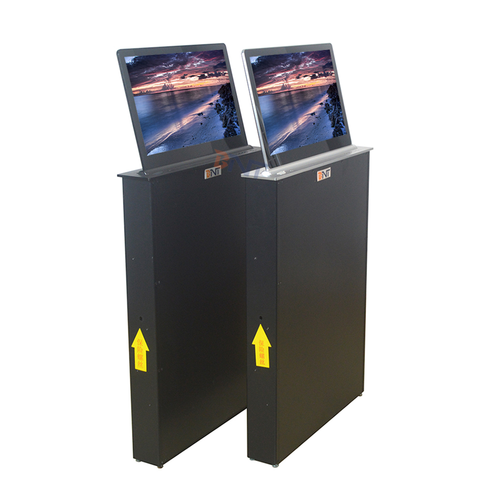 BNT Conference system 21.5 inch computer monitor flip up and down mechanism with back screen