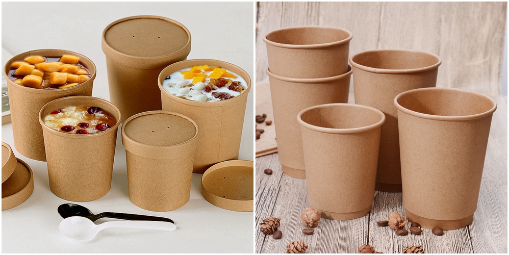 FDA Degradable Natural Brown Kraft Cup Stock Soup Bowl Paper 250gsm