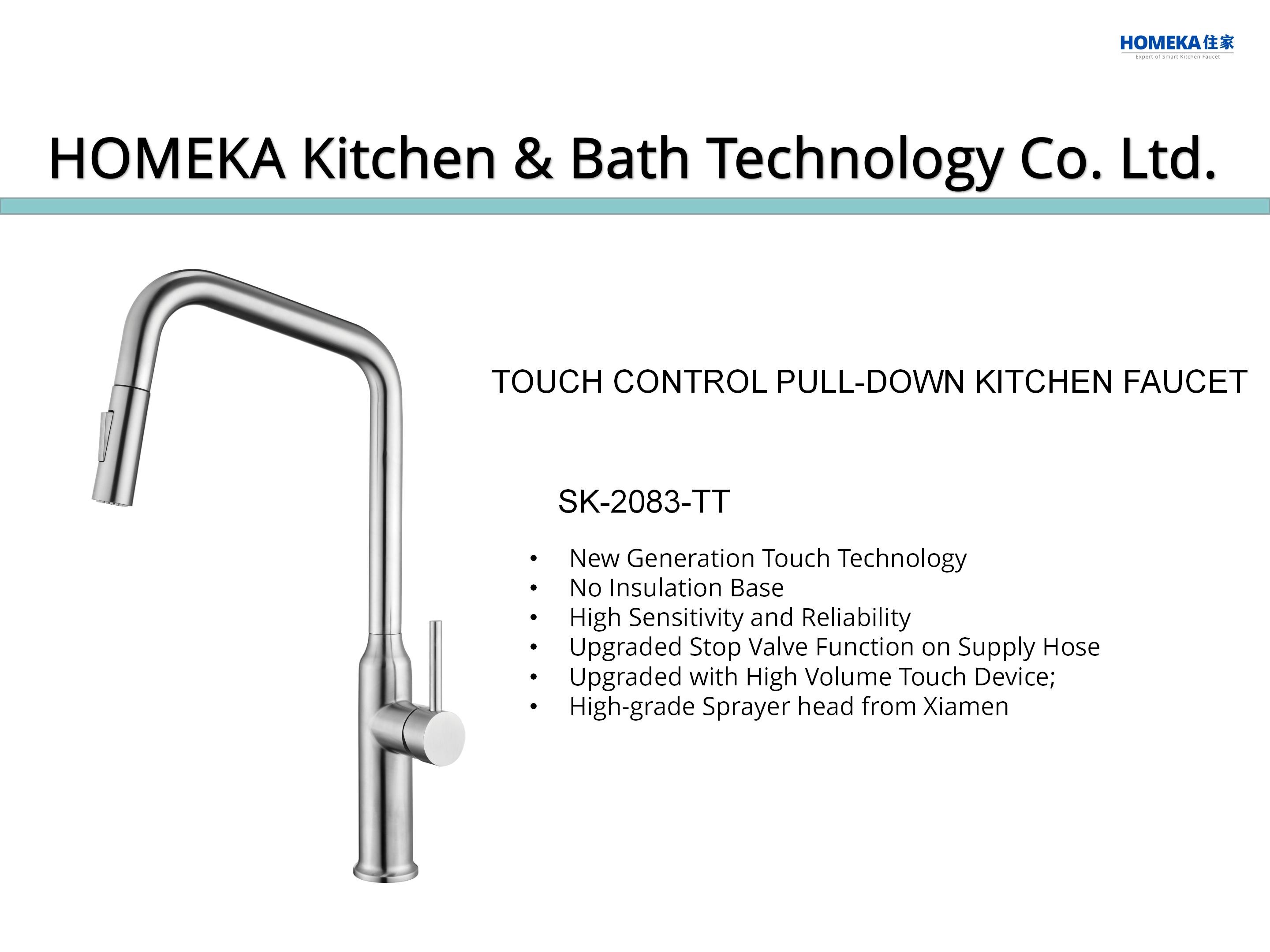 Sus304 High Arc Angled Spout Deck Mounted Kitchen Mixer Taps IPX5 DC6V HOMEKA
