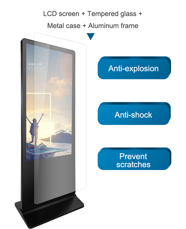 49 Inch 350 Cd/M2 Floor Standing Digital Signage , Stand Alone Digital Signage