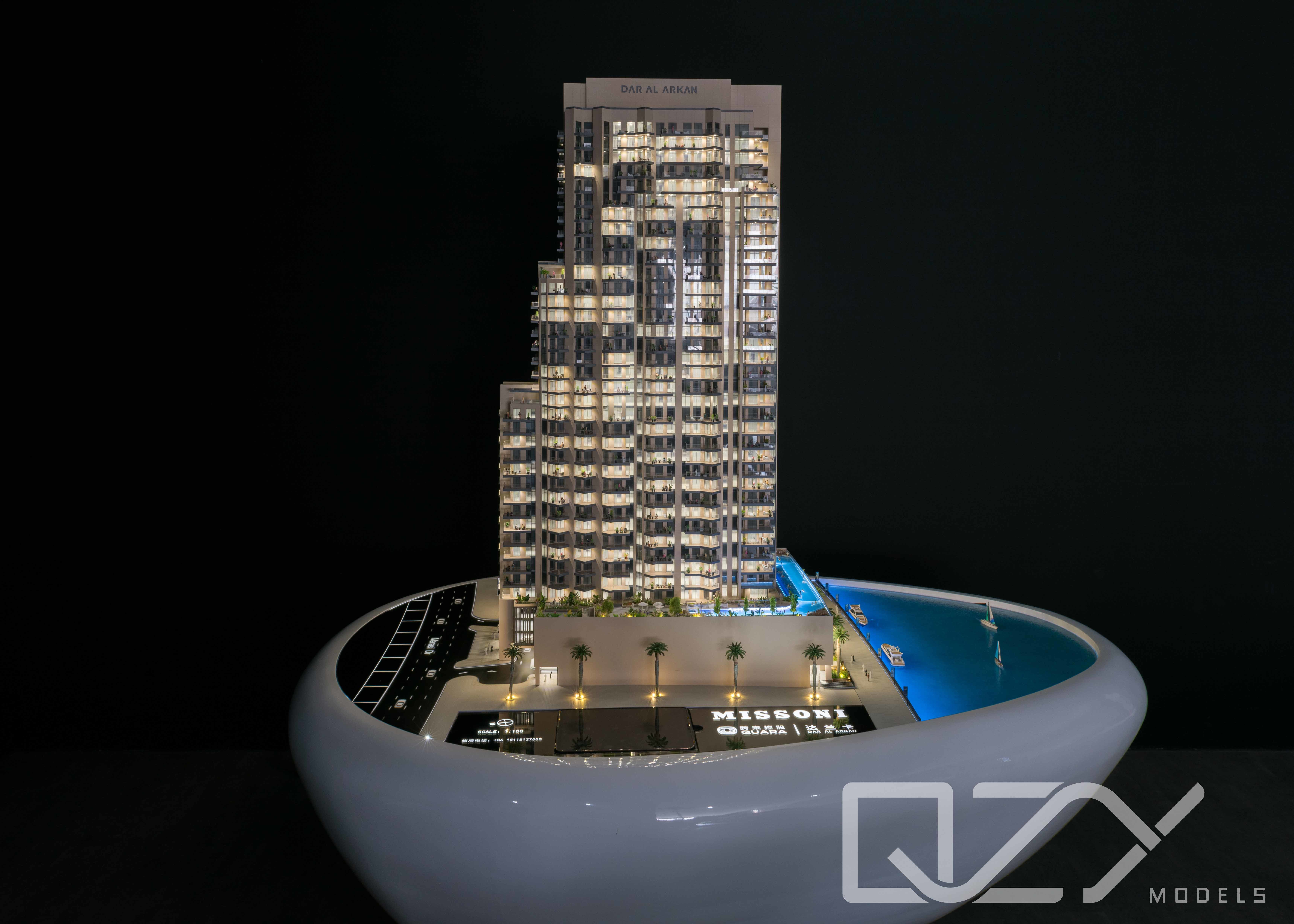1/100 Scale Architectural Model Making Supplies 3D Building Missoni Dubai Residential