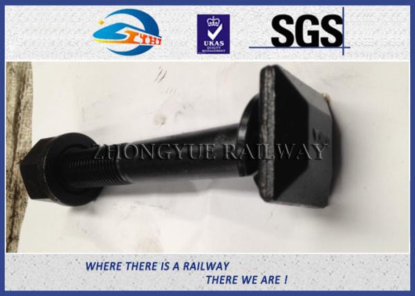 Square Shape Railway Fastener Bolts , Nuts Matching With Washer / Coating Black
