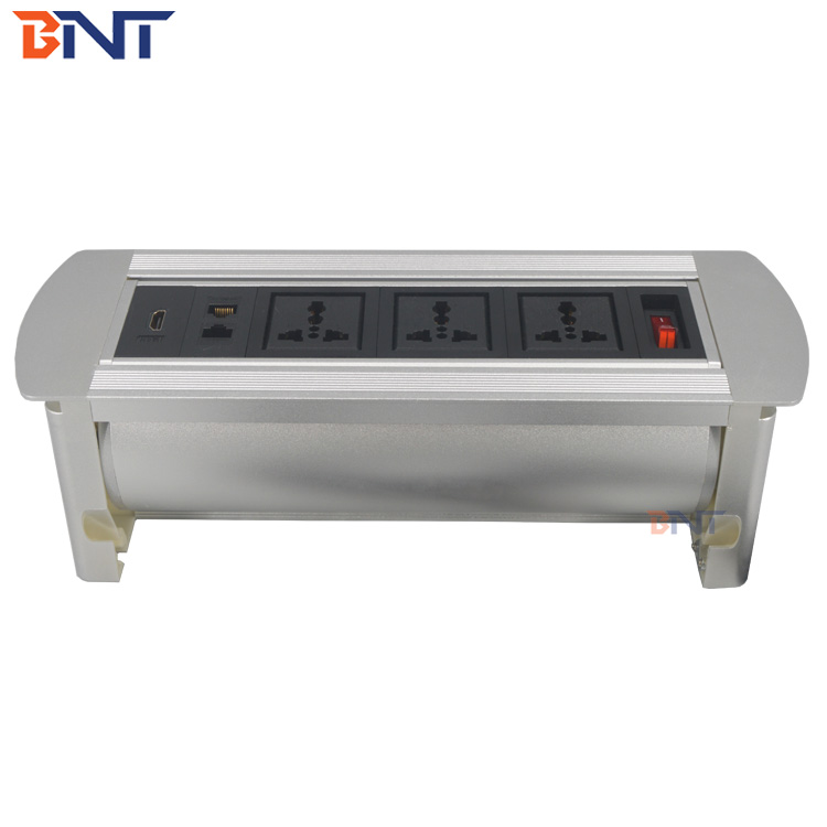 BNT hidden table mounted design desk flip up power socket with RJ45 network cable