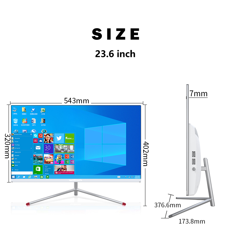 23.8 Inch All In One Touch Screen Computer With Optional I3 I5 I7 Processor