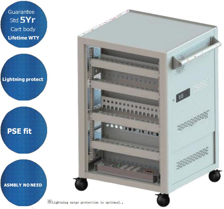 Charging Cart AC Charging DC Charging And USB Type A Type C Vault Storage IPad Charging Cabinet With Wheels