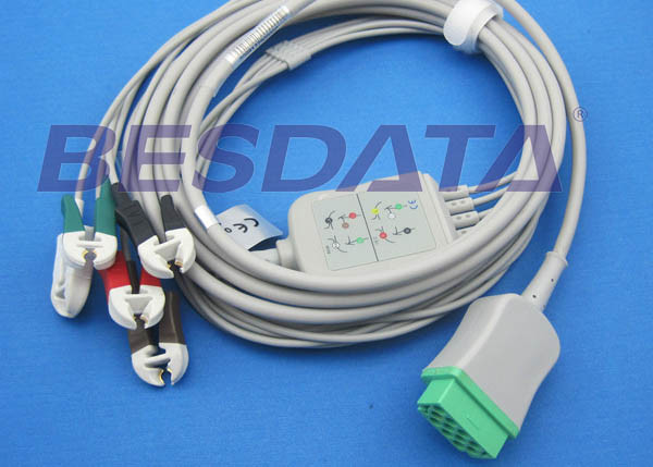 TP3008 Electrode Lead Wires , ECG Leads And Electrodes Green 11 - Pin Connector