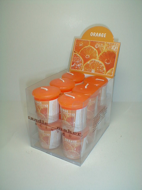 12pk 100% paraffin wax mushroom scented candle with printed card and PDQ box