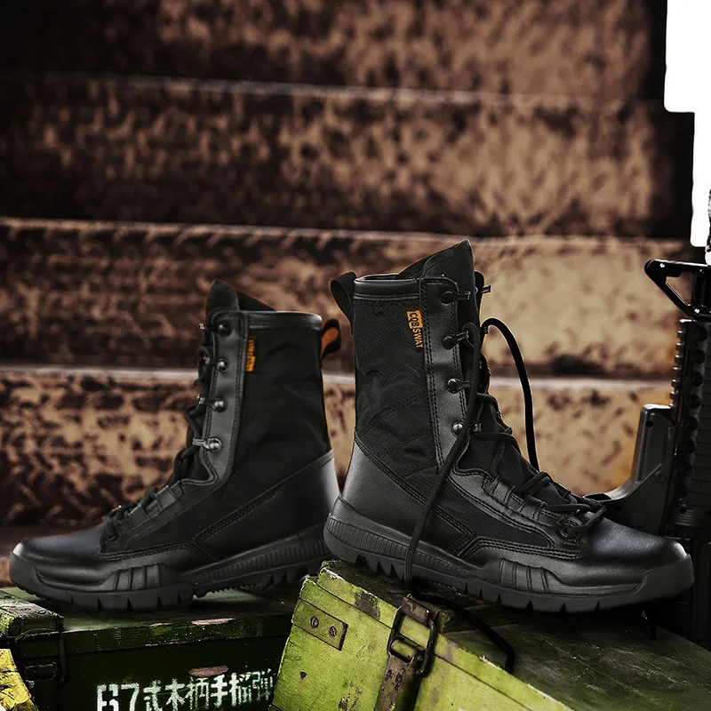 6 Inch Side Zip Tactical Boots Military Under Armour Waterproof Leather Motorcycle