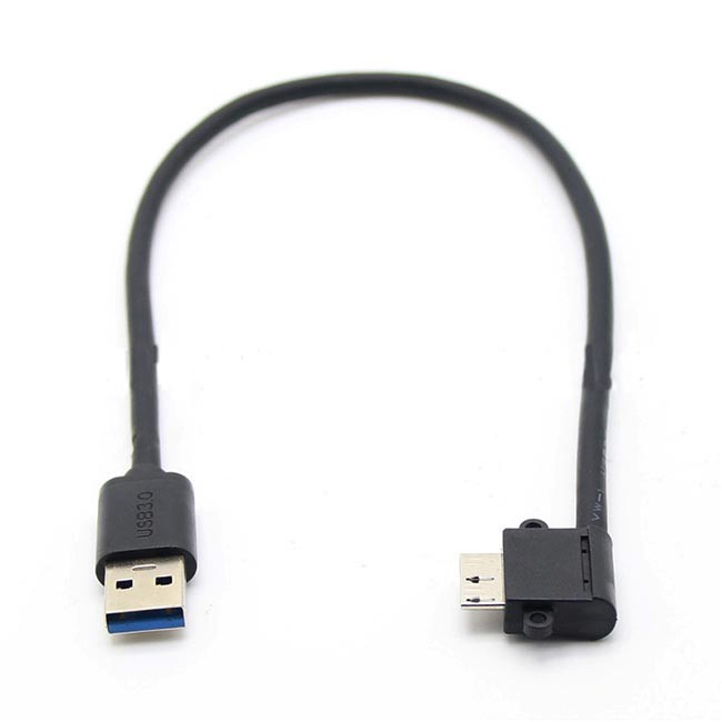 Micro B USB 3.0 Charging Cable 0.25m Micro Elbow Right Curved