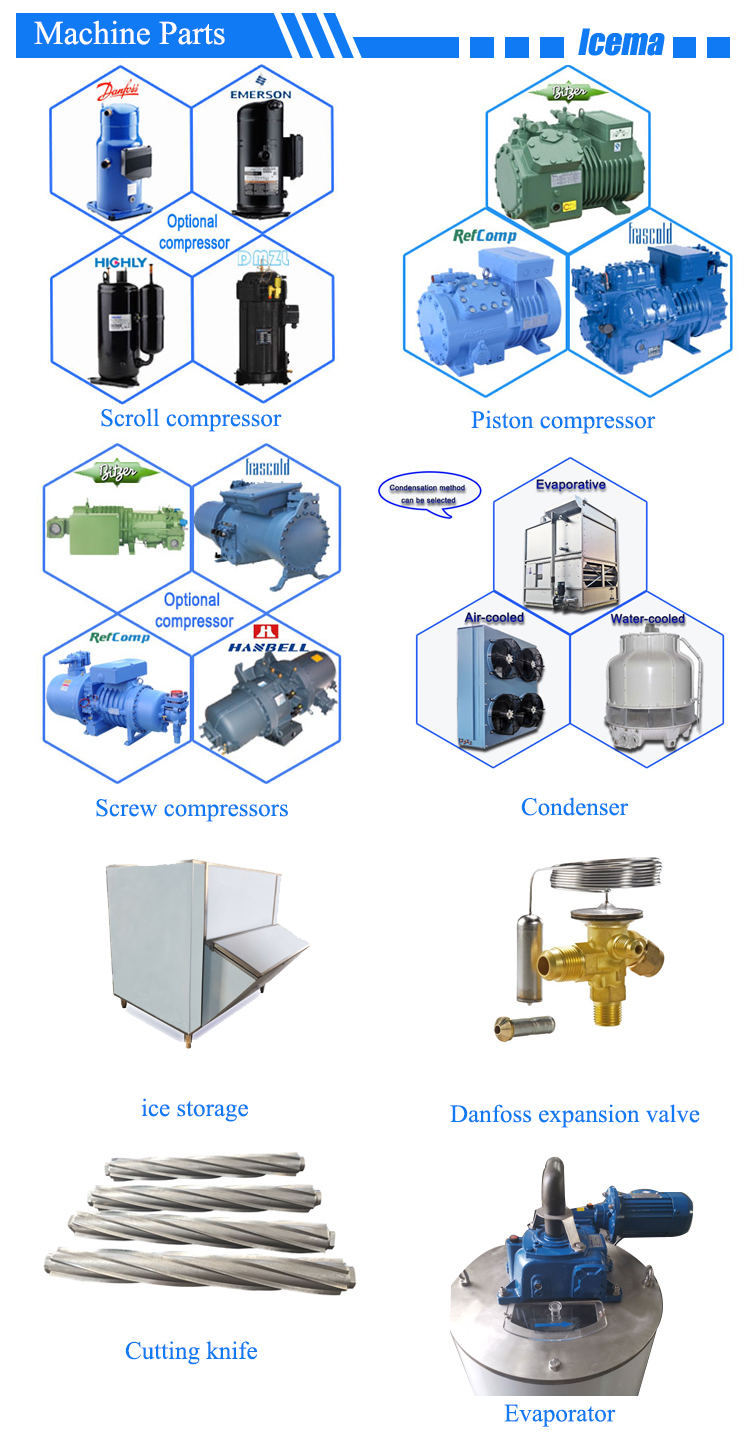 Automatic Seawater Flake Ice Machine 1 Tons Commercial For Food Fish Farm