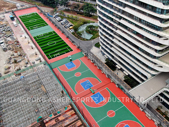 Glue Down SPU Flooring Material Smooth Barrel Texture Volleyball Court Use