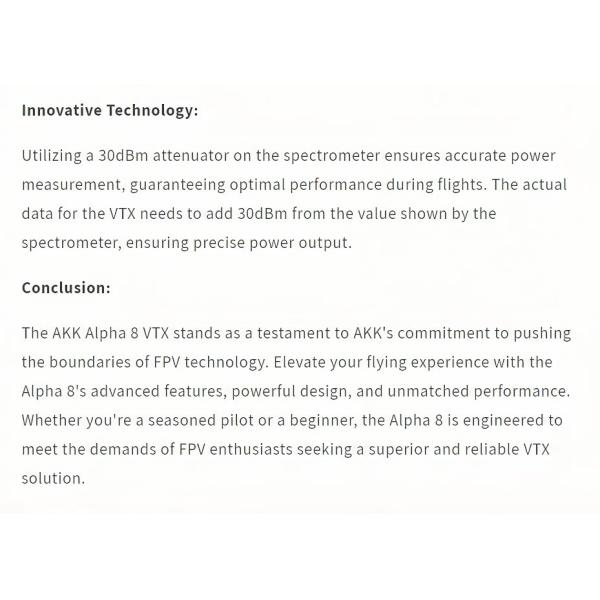 AKK 8W VTX Alpha8 Wireless Video Transmitter 80CH 5.8G 8W 5W 3W 1W Power Support Smart Audio