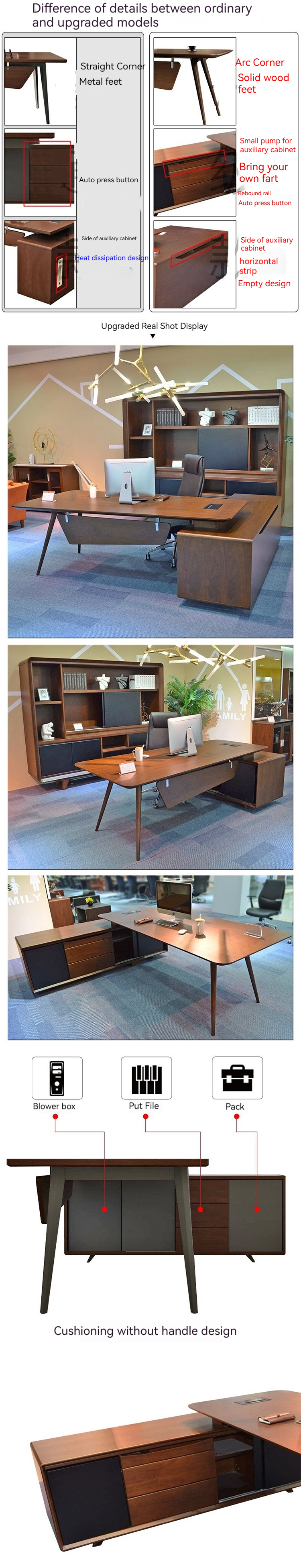 Contemporary Design Office Furniture L-Shaped Workstation for Modern Manager